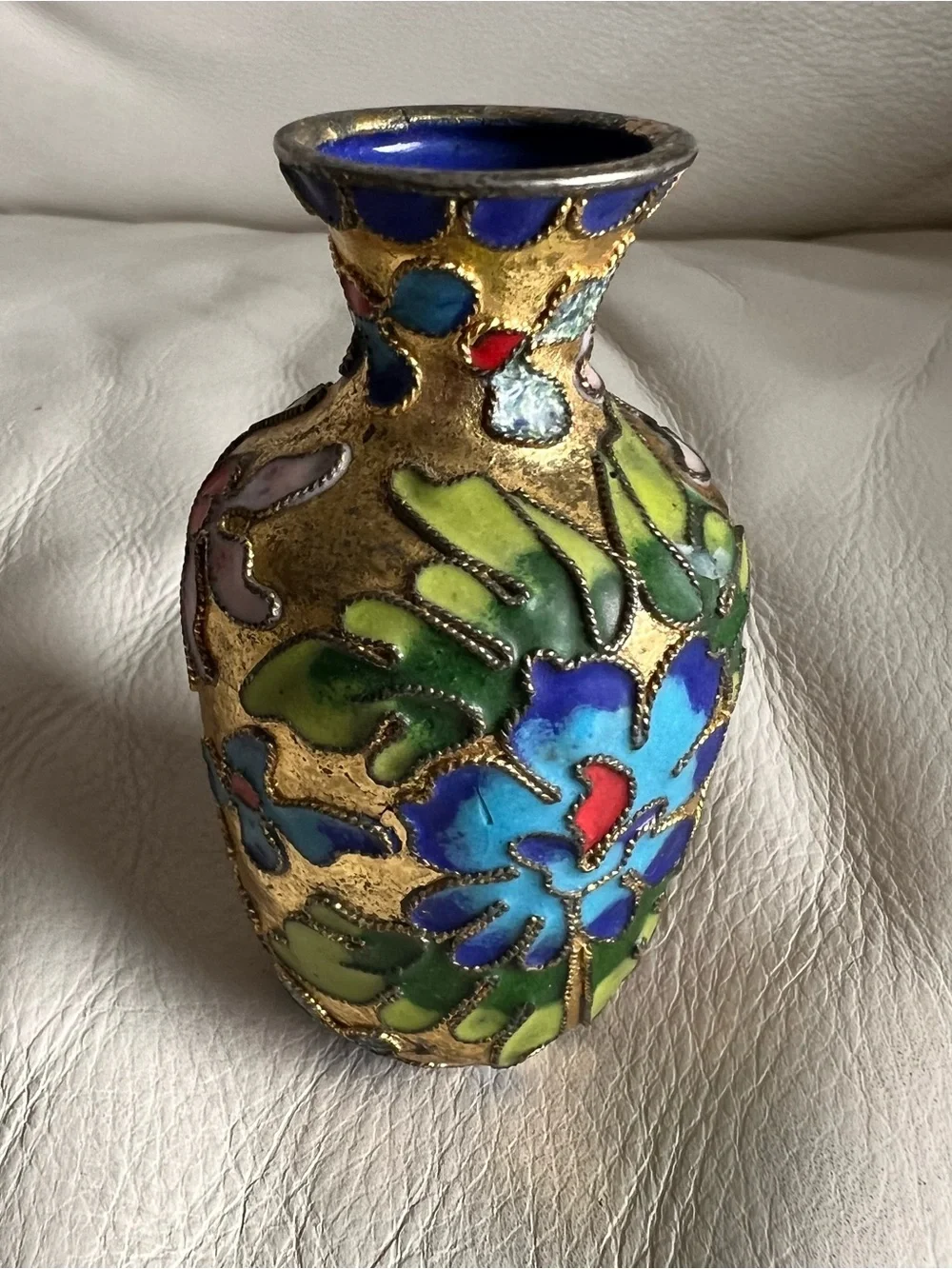 Vintage Cloisonné Small Floral Vase